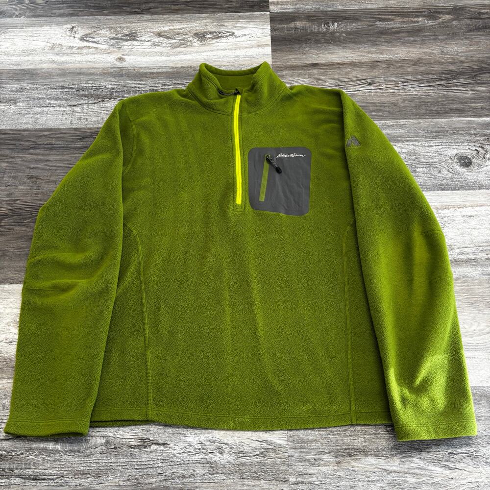 Eddie Bauer First Ascent Green Mens‎ M 1/4 Zip Polartec Fleece Pullover Gorpcore